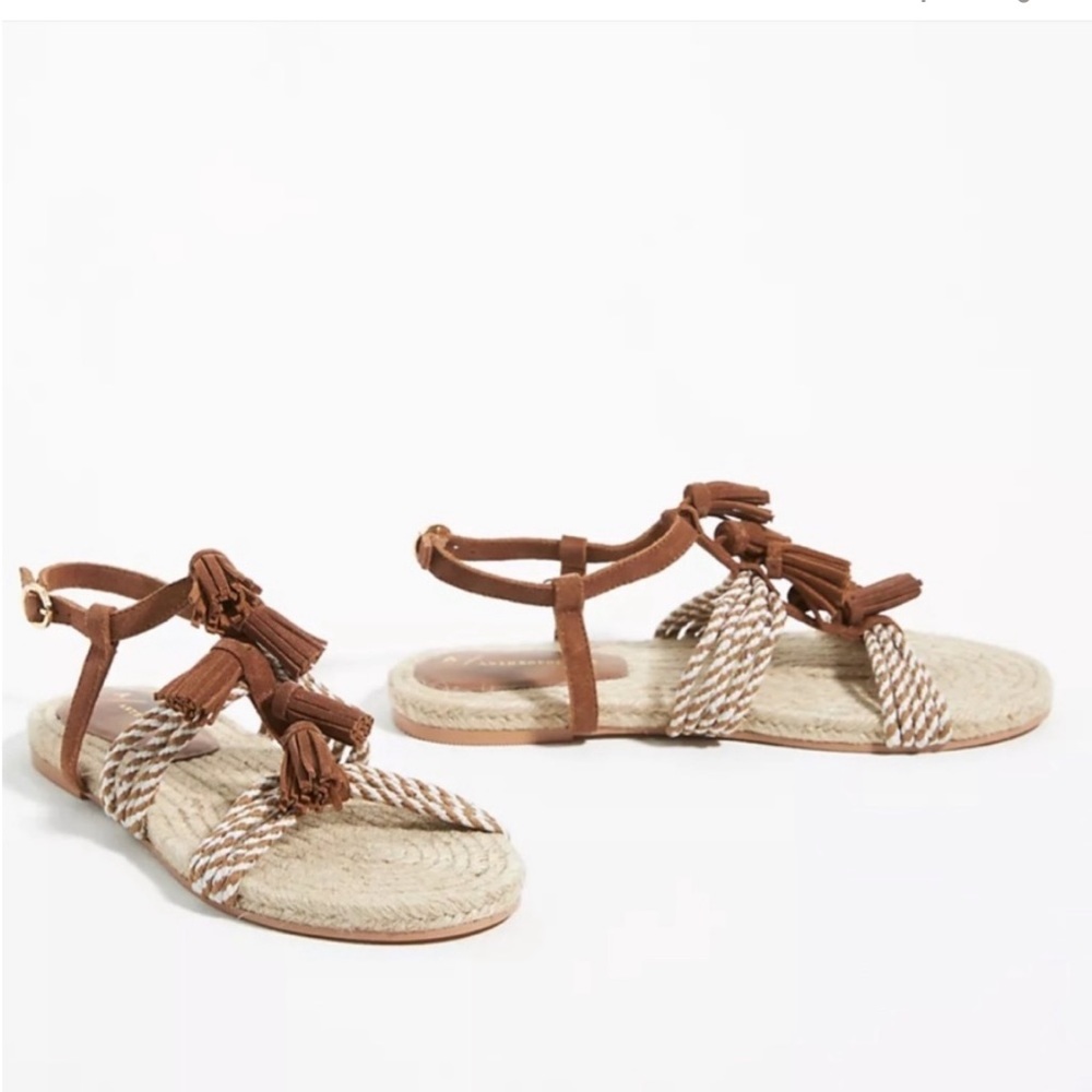 ✨ Anthropologie Fringed Rope Sandals Sz 9